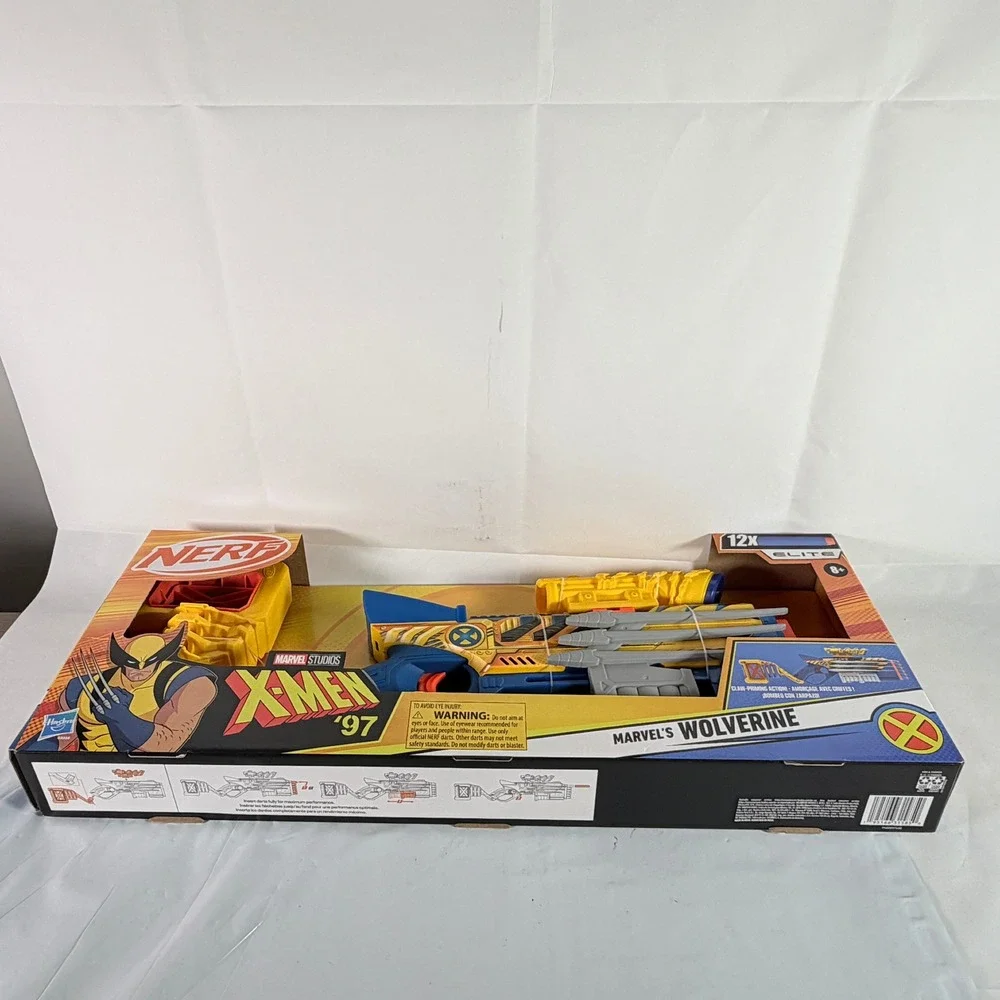 Nerf Elite Marvel X-Men '97 Wolverine Blaster Claw Pump Action Toy 12 Darts